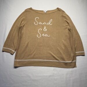 J Jill Linen Blend Sand Sea Sweater Coastal Beach Boxy Petite Large